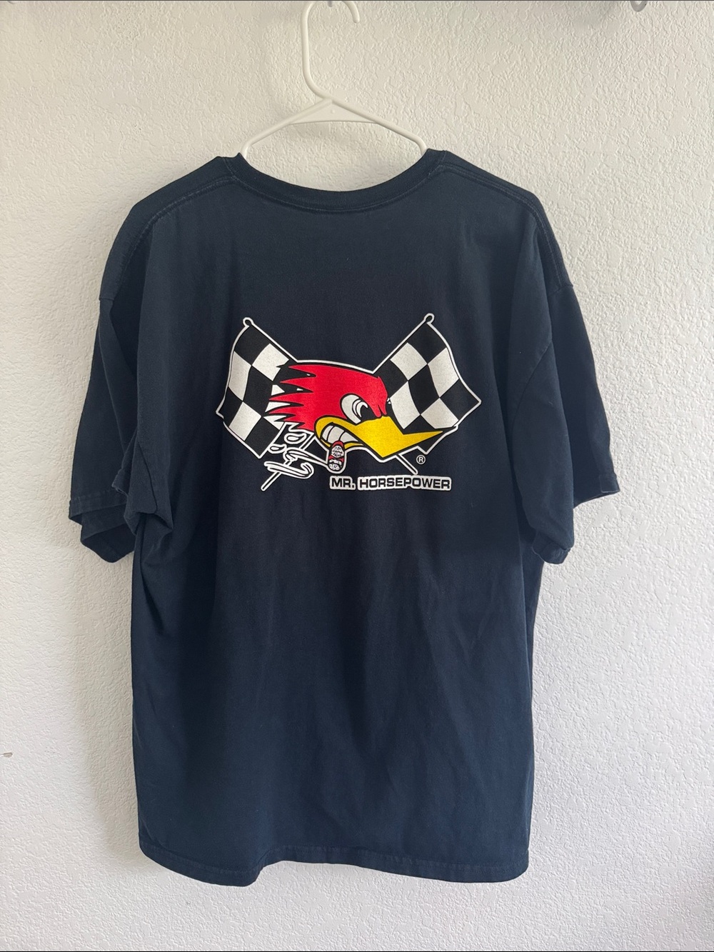 Clay Smith Cams Mr Horsepower Checkered Flag Graphic Tee Racing Black Size XL